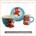 3PCS cartoon animal design ceramic design your own dinnerware set